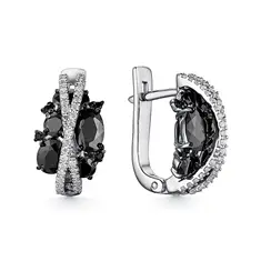 Серебряные Женские серьги  родированное серебро 925 пробы с фианитом