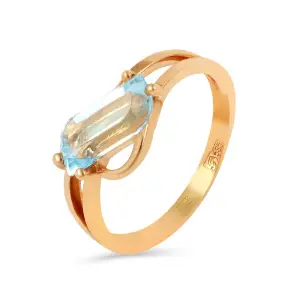 Золотое кольцо из красного золота 585 пробы с топазом
