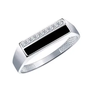 Серебряное кольцо  родированное серебро 925 пробы с фианитом