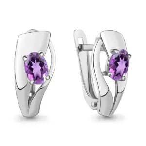 Серебряные Женские серьги  родированное серебро 925 пробы с аметистом