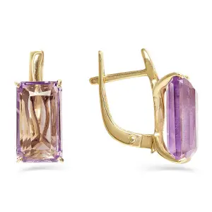 Золотые Женские серьги из красного золота 585 пробы с аметистом