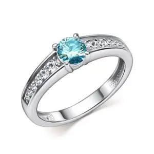 Серебряное кольцо  родированное серебро 925 пробы с фианитом