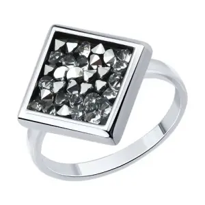 Серебряное кольцо  родированное серебро 925 пробы с фианитом