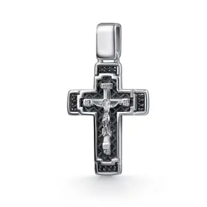 Серебряная подвеска черненое серебро 925 пробы с фианитом
