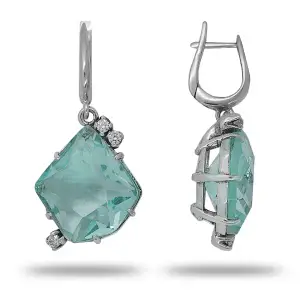 Серебряные Женские серьги черненое серебро 925 пробы с фианитом