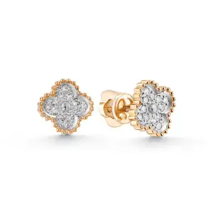 Золотые Женские серьги из красного и белого золота 585 пробы с бриллиантом