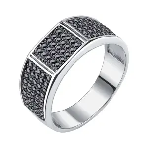 Серебряное кольцо  родированное серебро 925 пробы с фианитом