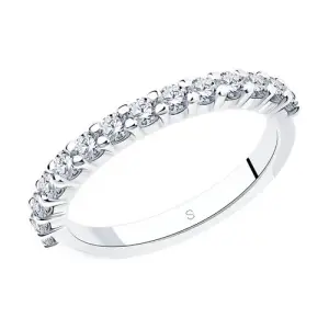 Серебряное кольцо  родированное серебро 925 пробы с фианитом