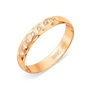 Обручальное золотое кольцо из красного золота 585 пробы с бриллиантом
