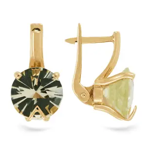 Золотые Женские серьги из красного золота 585 пробы с цитрином