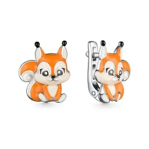 Серебряные Детские серьги  родированное серебро 925 пробы с эмалью