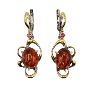 Серебряные Женские серьги черненое и позолоченное 925 пробы с фианитом