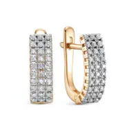 Золотые Женские серьги из красного и белого золота 585 пробы с бриллиантом