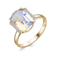 Золотое кольцо из красного и белого золота 585 пробы с фианитом
