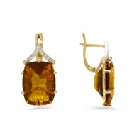 Золотые Женские серьги из красного золота 585 пробы с фианитом