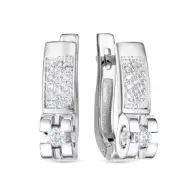 Золотые Женские серьги из белого золота 585 пробы с бриллиантом