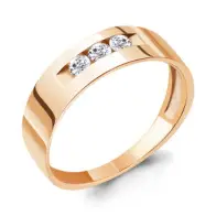 Золотое кольцо из красного и белого золота 585 пробы с фианитом
