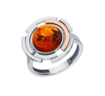 Серебряное кольцо 925 пробы с янтарем