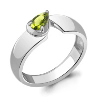 Серебряное кольцо  родированное серебро 925 пробы с хризолитом